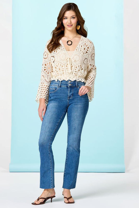 Versona fray along jeans MEDIUM_WASH_DENIM