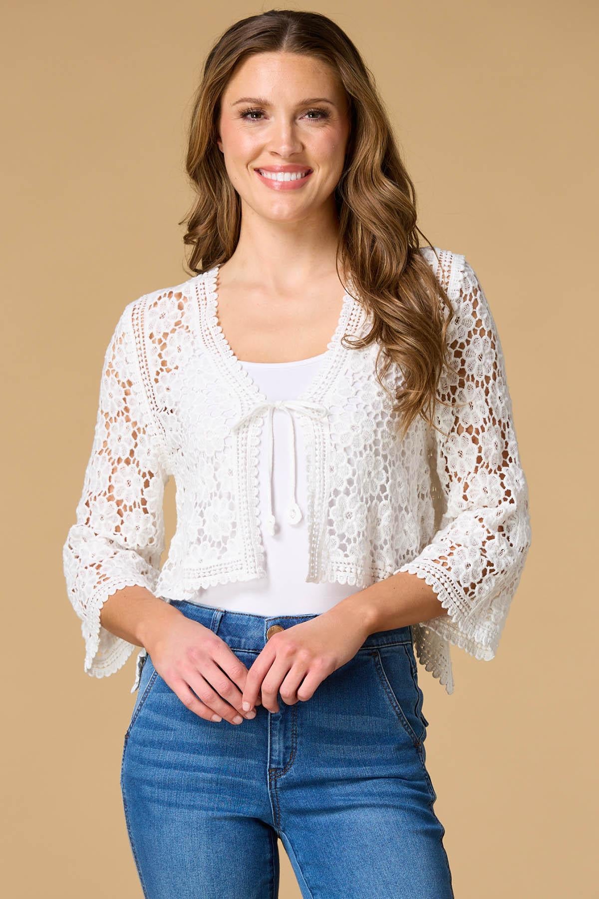 Versona dainty by design crochet cardigan WHITE