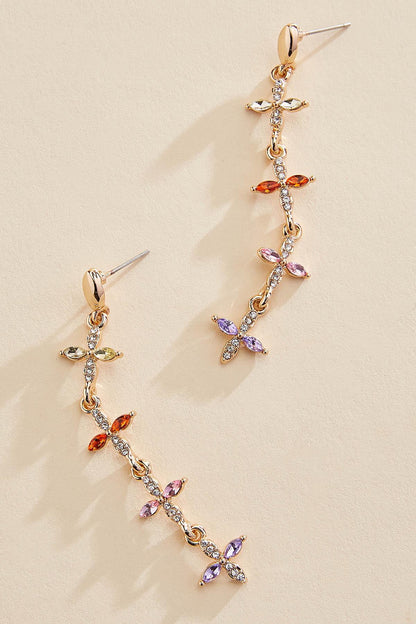 Versona multicolor floral linear earrings MULTI_SPRING